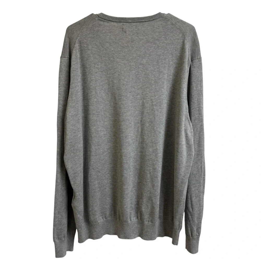 Polo Ralph Lauren Mens Size XL Gray V-Neck Knitted Pima Cotton Sweater Gray Pony - Picture 2 of 8